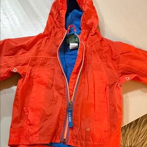 L.L. Bean Kids Red Raincoat with Blue Lining